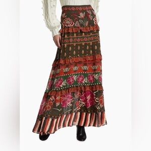 FARM Rio Ainika Floral Garden Tiered Maxi Skirt